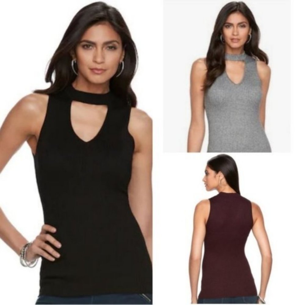 Jennifer Lopez Blue Choker Neck Sleeveless Sweater Tank size XS